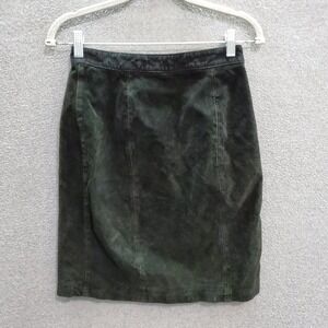 VINTAGE G III‎ Women Skirt 10 Black Suede Leather Pencil Zip